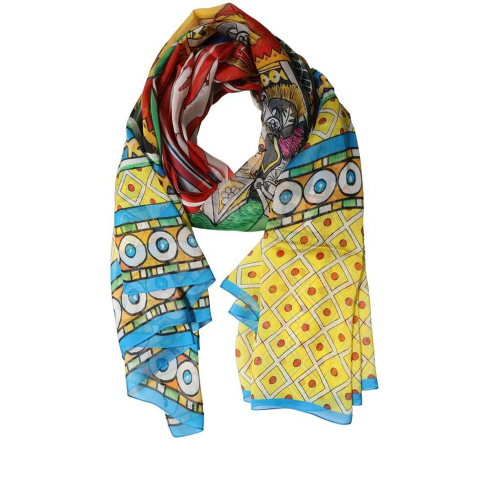 Dolce & Gabbana Multicolor Silk Printed Shawl Stole Women's Scarf